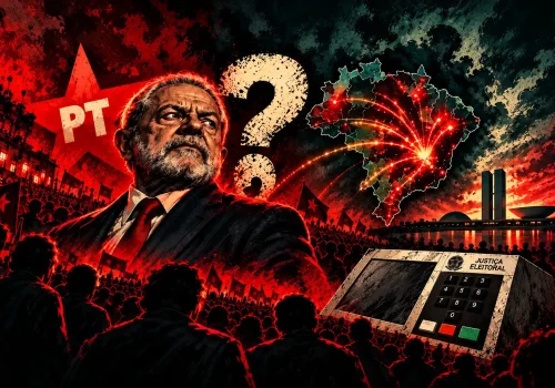Colagem política brasileira em tensão